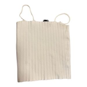 Express Small Off-White Ribbed Cotton Tank Camisole Spaghetti Strap